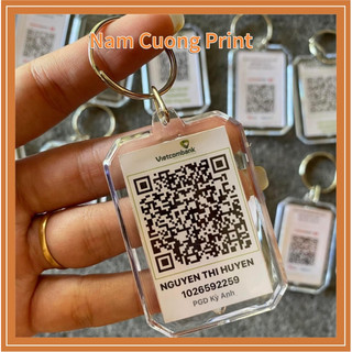 Móc khóa mã QR ngân hàng in theo yêu cầu ( in được 2 mặt khác nhau )