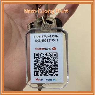 Móc khóa mã QR ngân hàng in theo yêu cầu ( in được 2 mặt khác nhau )