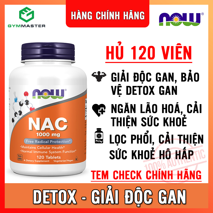 Now Nac Giải Độc Gan, Detox Cơ Thể, Bảo Vệ Gan, Lọc Phổi Tăng Sức Khoẻ 