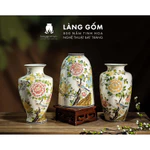 Bình hoa, lọ hoa vẽ tay Gốm sứ Bát Tràng cao cấp Men màu họa tiết Hoa phú quý dùng làm quà tặng, trang trí - Làng Gốm — ảnh 7