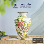 Bình hoa, lọ hoa vẽ tay Gốm sứ Bát Tràng cao cấp Men màu họa tiết Hoa phú quý dùng làm quà tặng, trang trí - Làng Gốm — ảnh 2