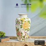 Bình hoa, lọ hoa vẽ tay Gốm sứ Bát Tràng cao cấp Men màu họa tiết Hoa phú quý dùng làm quà tặng, trang trí - Làng Gốm — ảnh 4