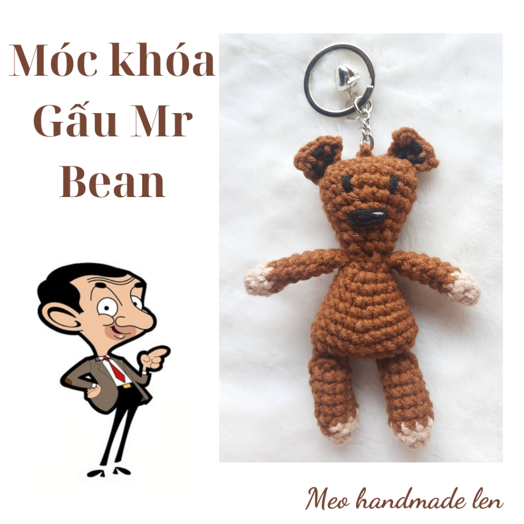 [có sẵn] Móc khóa gấu Teddy Mr Bean - Handmade len - Crochet - Amigurumi