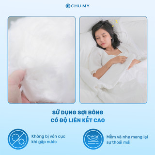 Ruột chăn bông tấm CHUMY chần 3 lớp, kích thước 2mx2m2, 4 góc có dây móc cố định chắc chắn