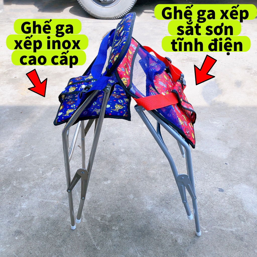 (DÀNH CHO BÉ 1-5 TUỔI - GHẾ KHÔNG VÒNG ) Ghế ga xếp không vòng cho bé 1 đến 5 tuổi ,ghế ga xếp sắt sơn tĩnh điện gấp gọn
