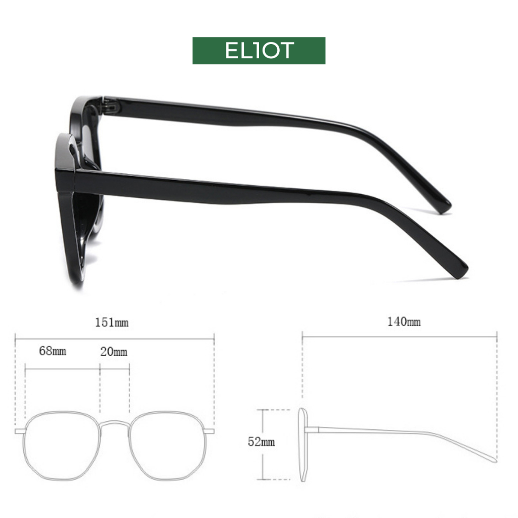 Kính râm vuông ELIOT EYEWEAR kiểu dáng thời trang tròng kính chống tia UV400 phù hợp với cả nam và nữ EL1631