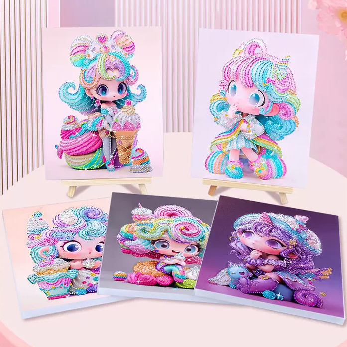 Bộ Tranh Đính Đá Mini Hình Công Chúa Phát Sáng Lấp Lánh 5D Tự Làm Siêu Illustration 