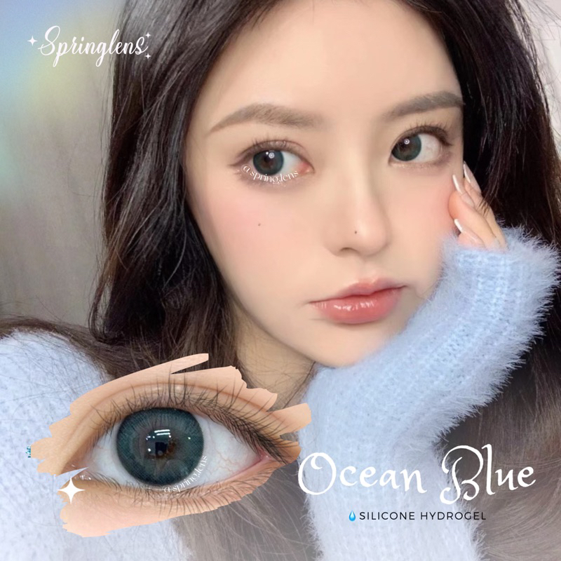Lens Silicone Hydrogel OCEAN BLUE xanh biển vỉ 6 tháng | Kính áp tròng @spring.lens