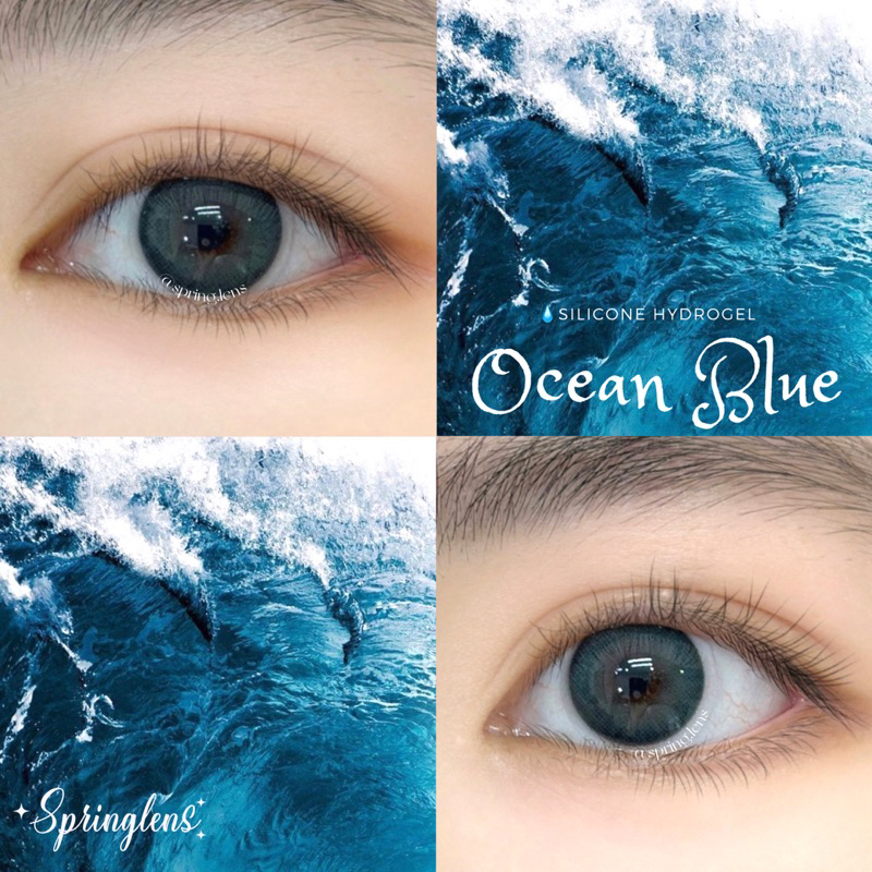 Lens Silicone Hydrogel OCEAN BLUE xanh biển vỉ 6 tháng | Kính áp tròng @spring.lens