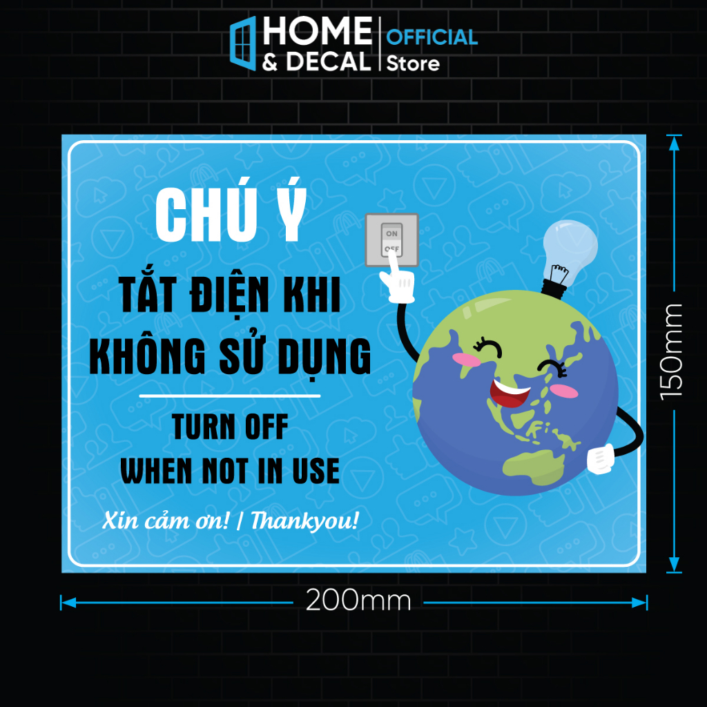 Bảng Tắt Điện Khi Không sử dụng, Decal Dán Nhắc Nhở Tắt Điện, Sticker ...