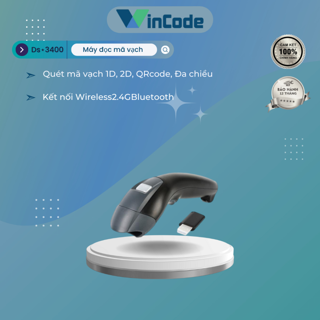 Máy quét mã vạch 2D Datamax Ds-3400 cầm tay, máy scan mã vạch 1D,QRcode ...