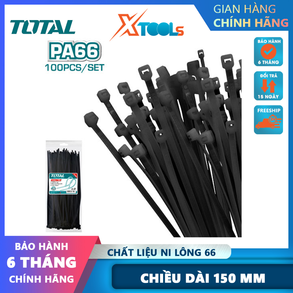 Bộ 100 dây rút nhựa đen -trắng TOTA THTCTB15025 dây thít nhựa 150x2.5mm ...