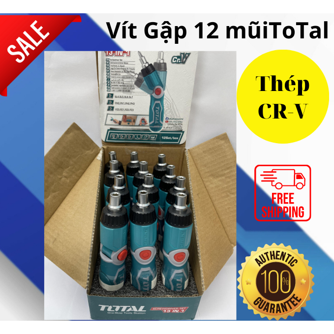 Bộ 13 công cụ tô vít gấp đa năng Total TACSD30136 AKISD1208 chính hãng