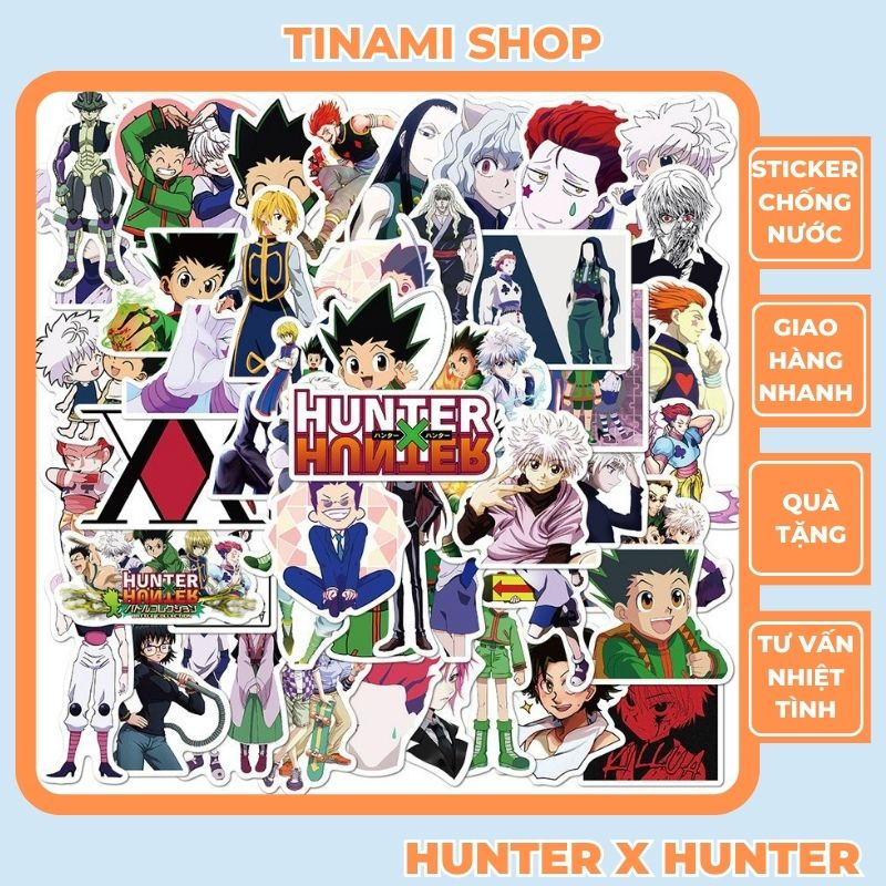 Bộ 50 Sticker Anime Hunter x Hunter Thợ săn Hình dán chống nước bền màu ...