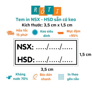 1000 Tem in theo yêu cầu Ngày sản xuất Hạn sử dụng Nhãn dán có keo 35x15mm