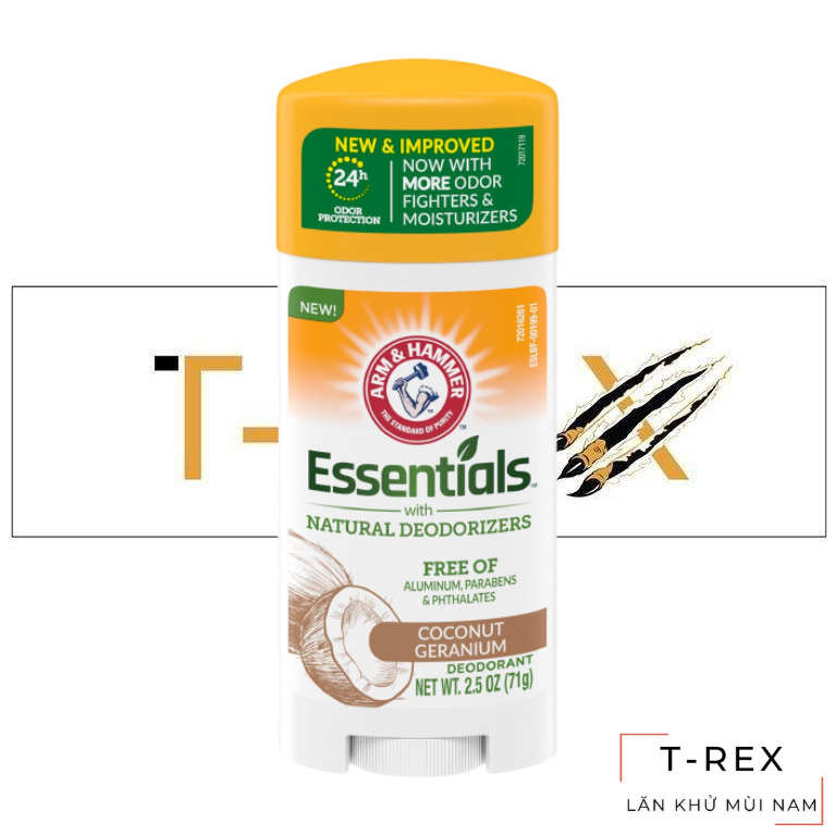 Lăn khử mùi Arm & Hammer Essentials Coconut Geranium sáp trong khử mùi