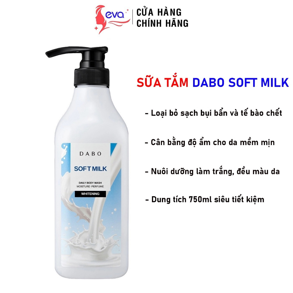 [Mã ICBFRI25 giảm 25K đơn 149K] Sữa tắm dưỡng ẩm trắng da Hàn Quốc Dabo Whitening Soft Milk 750 ml