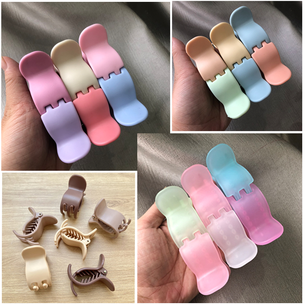 Set 06 kẹp tóc kẹp càng cua 5 răng đầu tròn nhiều loại 