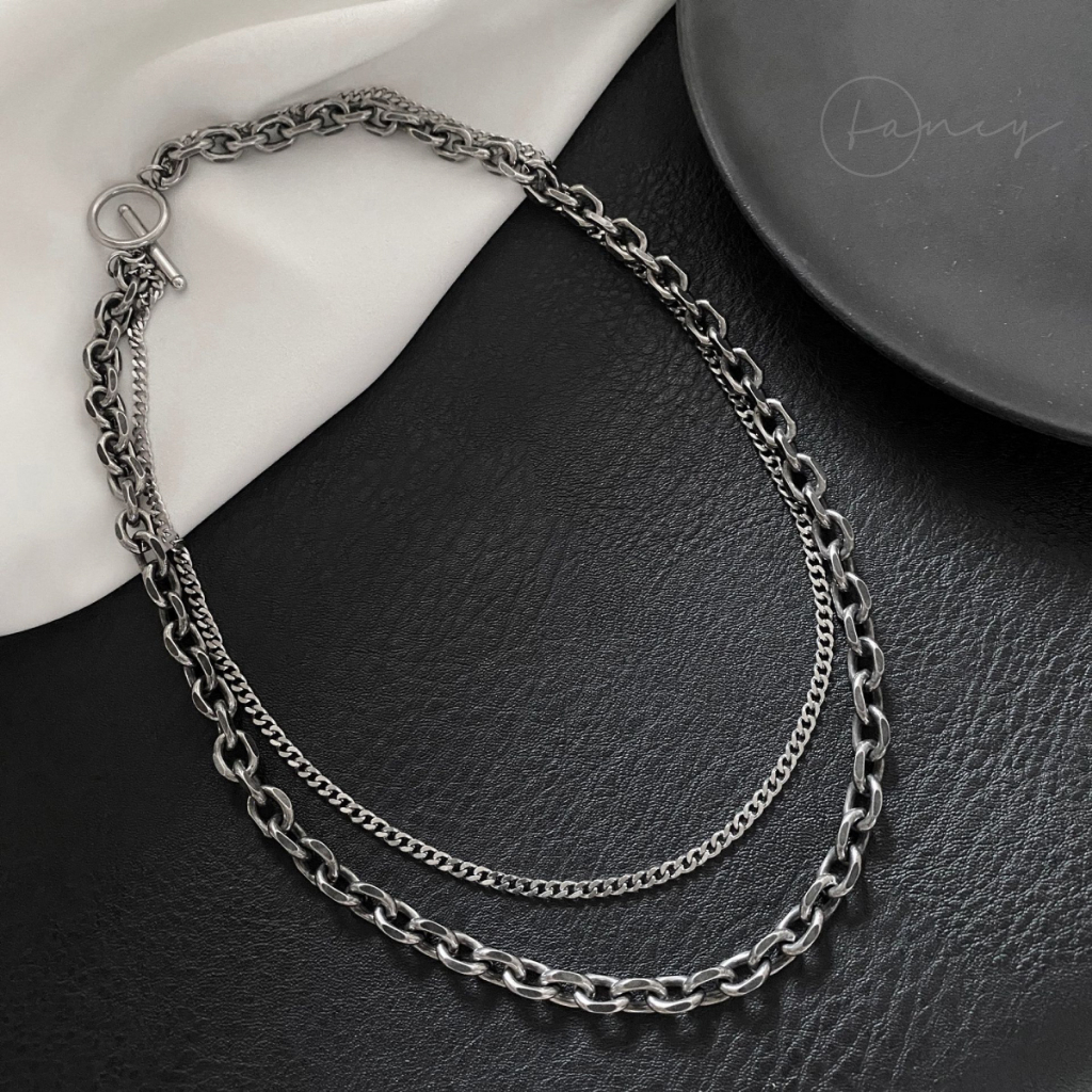 Dây Chuyền Hai Lớp Nam Nữ Thép Titan Không Gỉ Vòng Cổ Nam Nữ Thời Trang Xích Đôi 2 Lớp Cá Tính | Fancy.