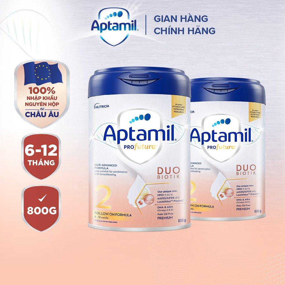 Combo 2 Sữa công thức Aptamil Profutura Duobiotik 2 cho bé 6-12 tháng tuổi (800g)