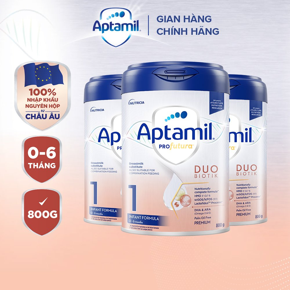 Combo 3 Sữa công thức Aptamil Profutura Duobiotik 1 cho bé 0-6 tháng tuổi (800g)