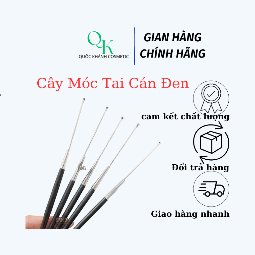 Cây Lấy Ráy Ta Inox Cán Đen Dài Loại Tốt, Móc Tai Dài, Cây Ngoái Tai ...