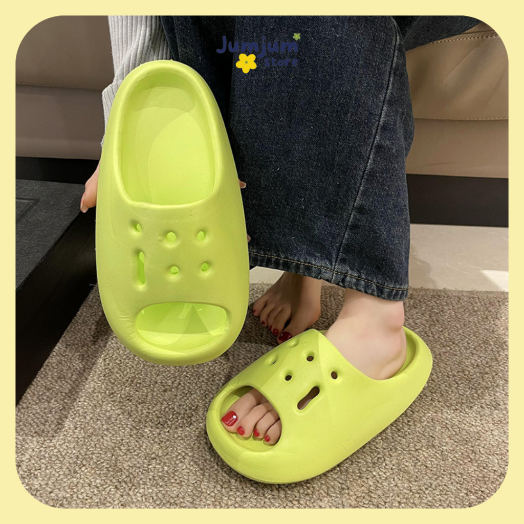 JJBQ1 - Dép bánh mi quai nam nữ nhựa EVA hoạ tiết lỗ thoáng khí êm chân đúc dày 3.5 (cm) ( Gắn charm theo nhu cầu )
