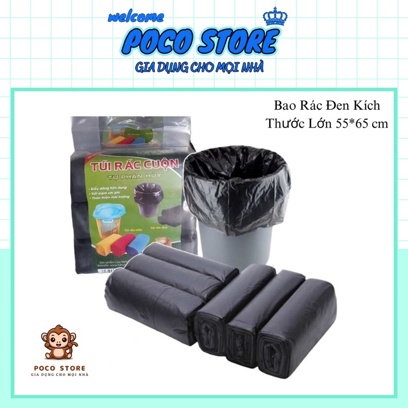 ( Bịch 1 - 3 Cuộn ) Túi Rác Tự Phân Huỷ - Bao Rác Đen Kích Thước Lớn 55 ...