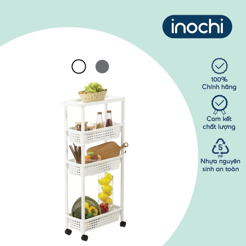 KỆ DI ĐỘNG 4 tầng đa năng có bánh xe Tokyo Inochi -  dùng cho nhà tắm, nhà bếp chắc chắn, tiện lợi