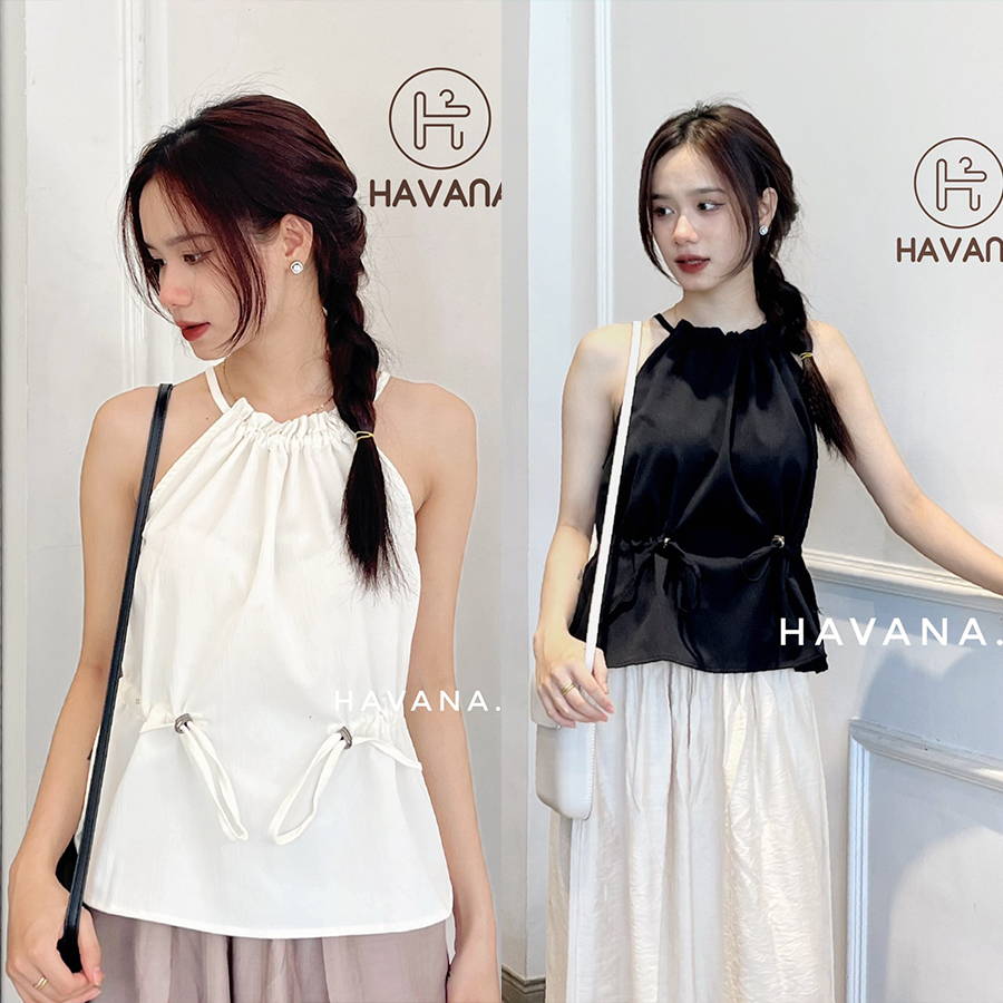 Áo cổ yếm rút dây thắt eo phong cách Hàn Quốc HE236 | Shopee Việt Nam