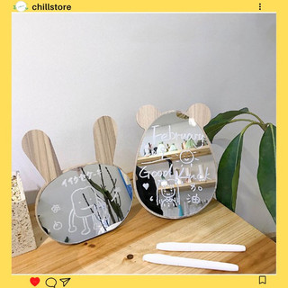 Gương soi để bàn, gương trang điểm gỗ decor phòng thỏ và gấu