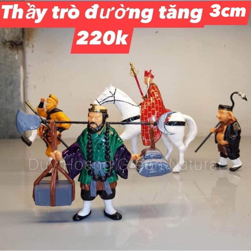 Bộ tượng tiểu cảnh thầy trò đường tăng mini 2,5-3cm trang trí tiểu cảnh, terrarium, bể cá