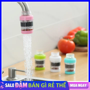 Đầu lọc vòi nước than hoạt tính 2 tầng, đầu vòi sen gắn vòi nước bồn rửa chén, rửa tay giúp lọc bỏ cặn bẩn trong nước