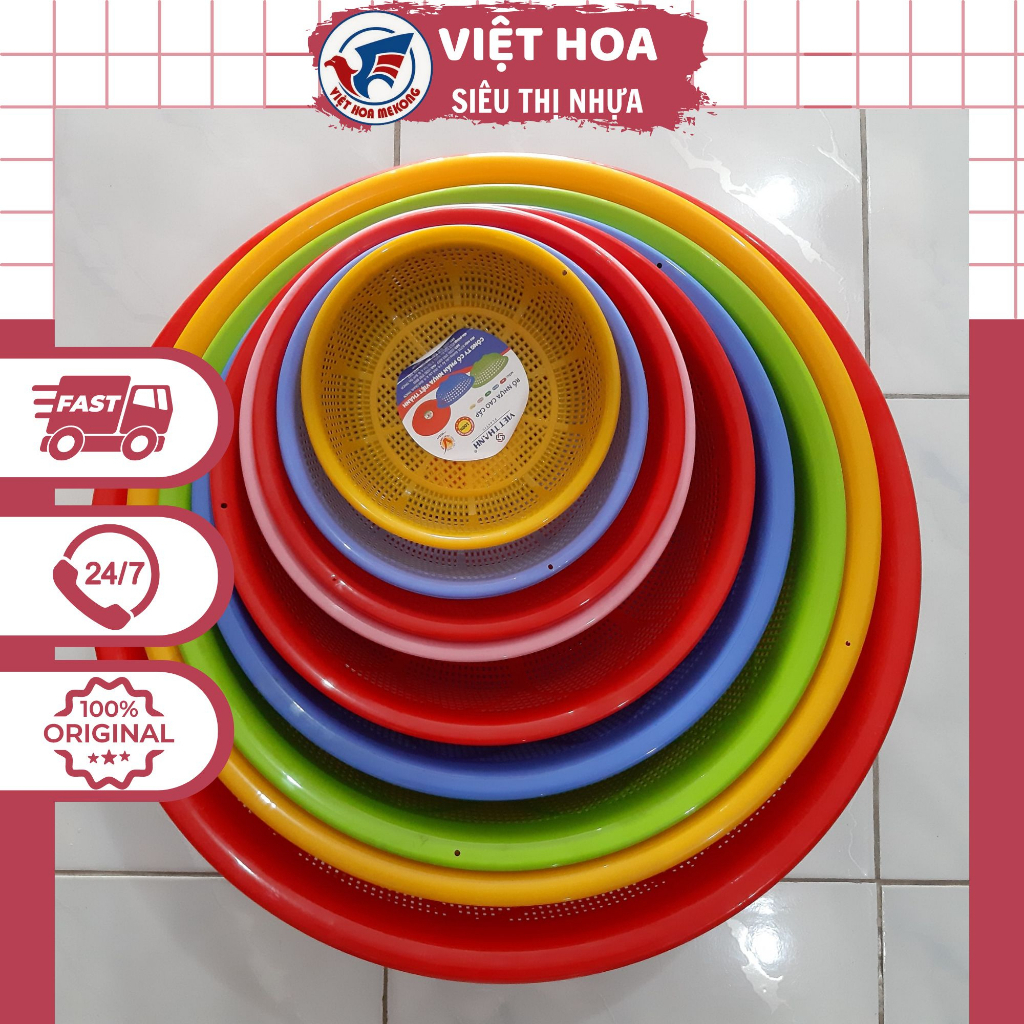 Bộ 04 cái, 05 cái, 09 cái rổ gạo rổ cải giao màu ngẫu nhiên size từ ...