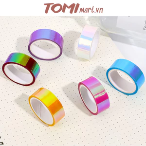 Băng Keo Washi Tape, Băng Dính Đa Sắc Óng Ánh Ombre Dùng Trang Trí TOMI 096