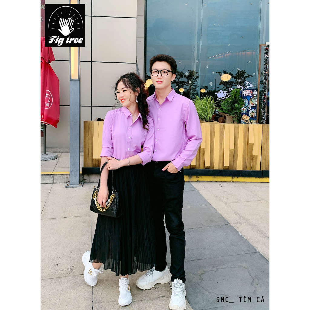 Combo Áo Sơ Mi Gia Đình Fig Tree Màu Tím Ngọt ngào, Set gia đinh đi tiệc siêu xinh