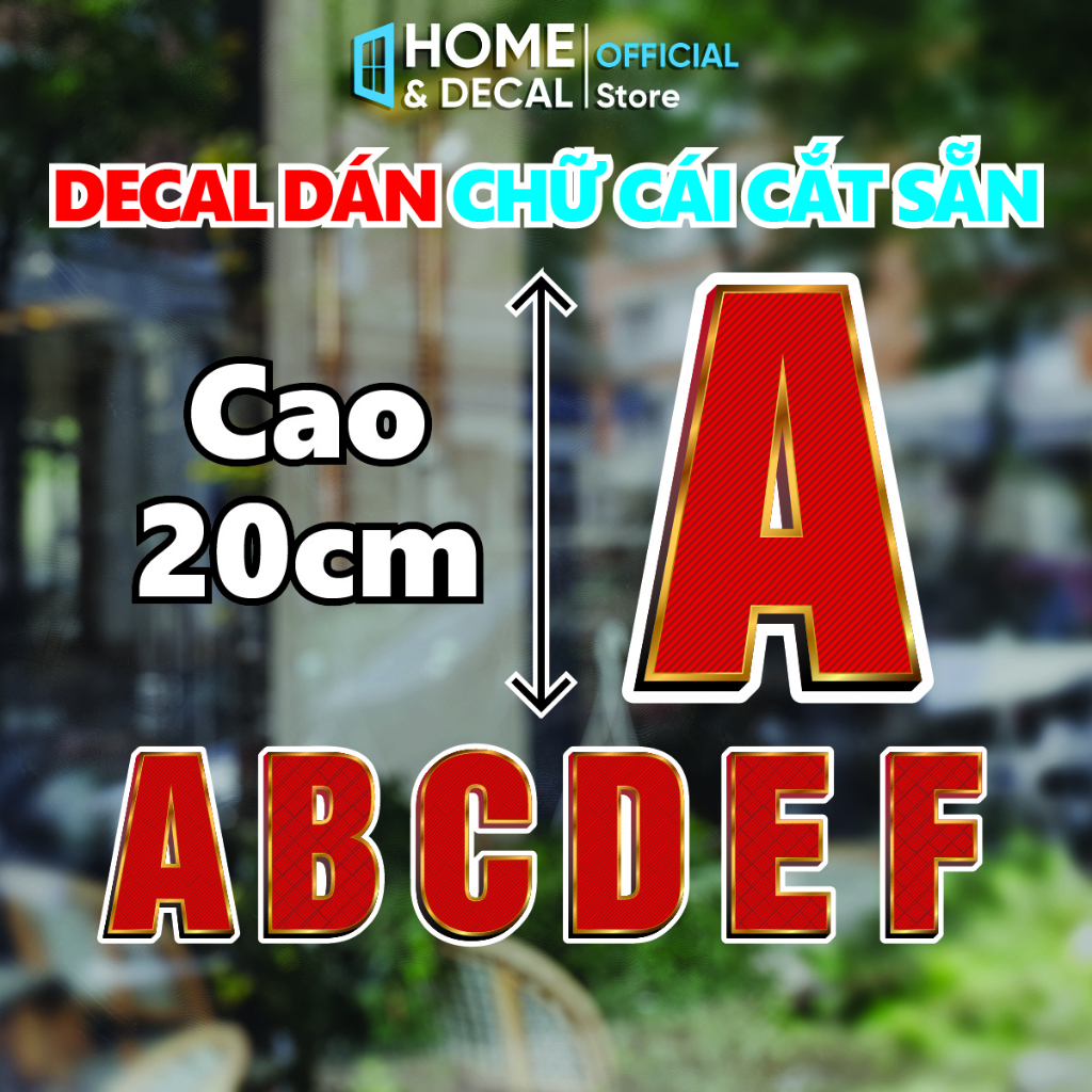 Decal Chữ Cái ABC, Số Cao 20cm, Sticker Chữ Rời Trang Trí Size Lớn ...