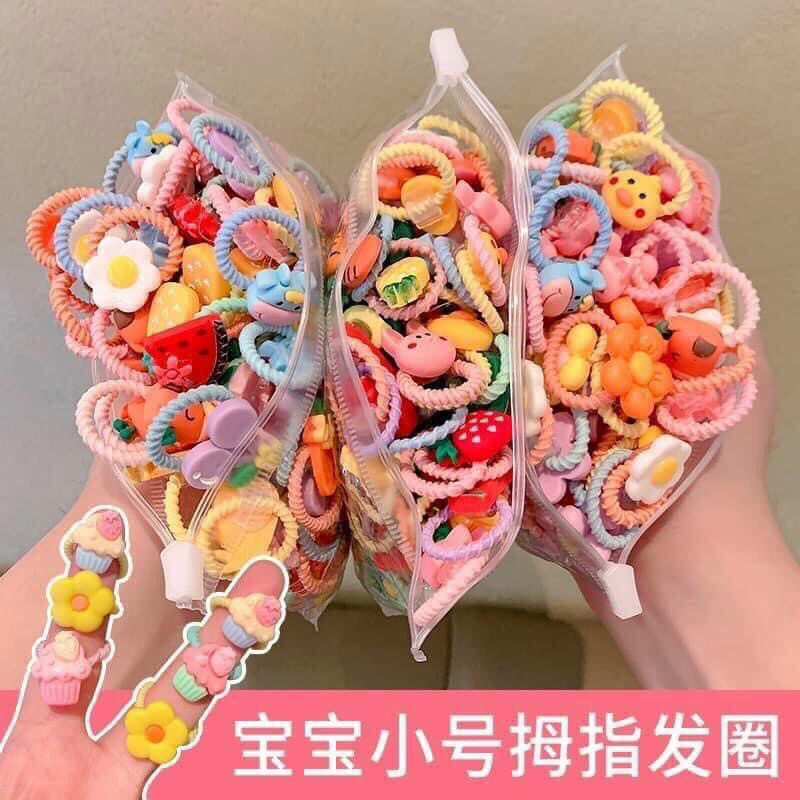 Dây buộc tóc cho bé gái set 50 chun buộc tóc nhiều màu đáng yêu (tuyển   )