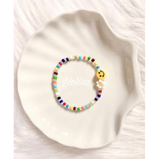 Vòng tay hạt cườm hoa Daisy và mặt cười