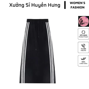 Chân váy dáng dài thể thao phối sọc xẻ sau Ms25