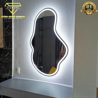 Gương toàn thân hình hạt đậu decor treo tường DIAMOND MIRROR gương LED cảm ứng cao cấp