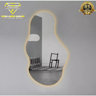 Gương toàn thân hình hạt đậu decor treo tường DIAMOND MIRROR gương LED cảm ứng cao cấp