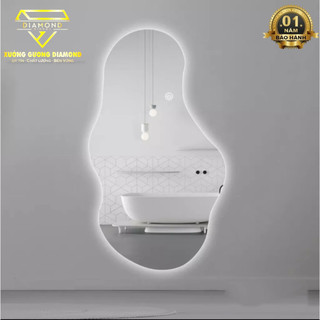 Gương toàn thân hình hạt đậu decor treo tường DIAMOND MIRROR gương LED cảm ứng cao cấp