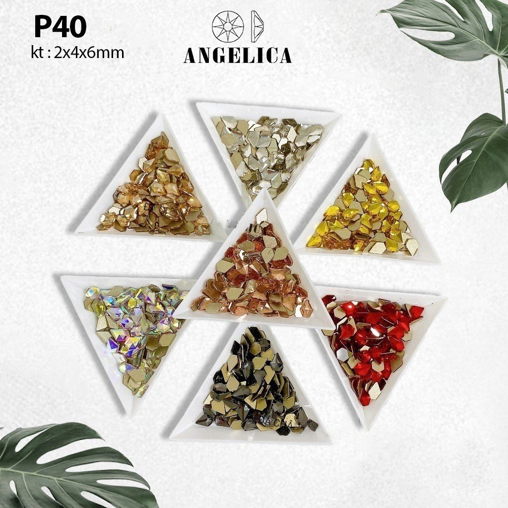 Túi 10 Viên Đá Nail Chân Bằng/Chân Vàng Trang Trí Móng ANGELICA P40