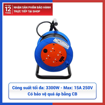 [CHÍNH HÃNG] Ổ Cắm Kéo Dài Quay Tay Kiểu Rulo LiOA QN15-2-15A - Ổ Điện Kéo Dài 15m Xách Tay - Ổ Cắm Quay Tay Mini LiOA