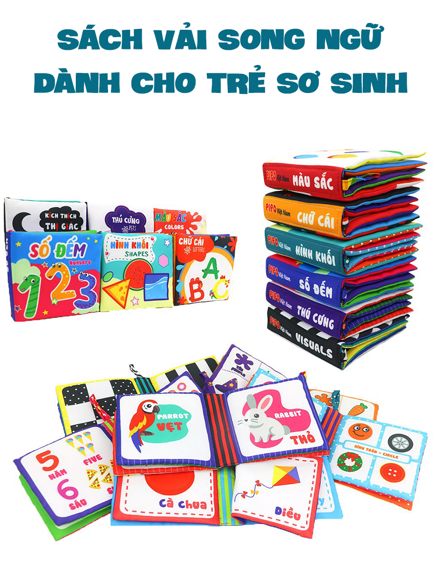 Sách Vải PiPoVietnam Song Ngữ Anh Việt - An Toàn, Phát Triển Tư Duy Cho Bé