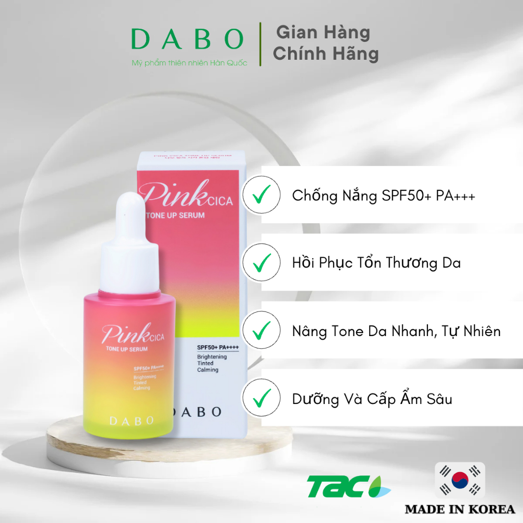 [Độc Quyền] Serum Chống nắng, Dưỡng Da, Nâng Tone DABO PINK CICA TONE UP SERUM THIÊN ANH BEAUTY