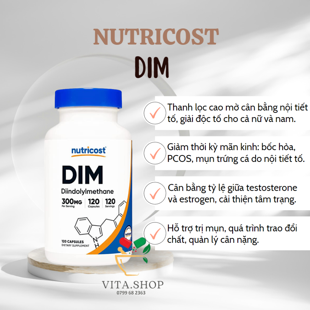 Nutricost DIM with Black Pepper Extract 300mg Viên uống bổ sung