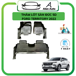 Thảm lót sàn ô tô Ford Territory 2023, Thảm nhựa TPE 5D đúc nguyên khối theo xe. Bộ 3 miếng