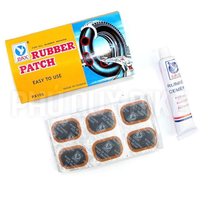 BỘ VÁ NHANH  24/48 MIẾNG KEO VÁ SĂM RUỘT XE ĐẠP / XE MÁY + TUÝP KEO DÁN (RUBBER PATCH)